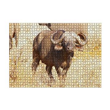Cakapuzzle Afrika Bozkırında Bufalo ve Kuru Otlar 120 Parça Ahşap Puzzle