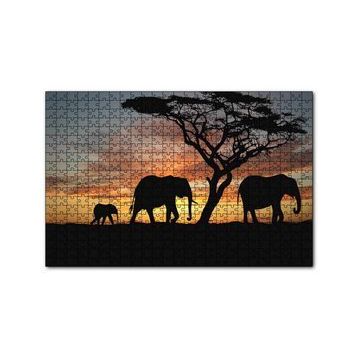 Cakapuzzle Afrika Günbatımında Filler 120 Parça Ahşap Puzzle