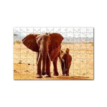 Cakapuzzle Afrika Savanada Anne Fil ve Yavrusu 120 Parça Ahşap Puzzle