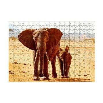 Cakapuzzle Afrika Savanada Anne Fil ve Yavrusu 120 Parça Ahşap Puzzle