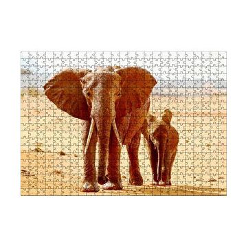 Cakapuzzle Afrika Savanada Anne Fil ve Yavrusu 120 Parça Ahşap Puzzle
