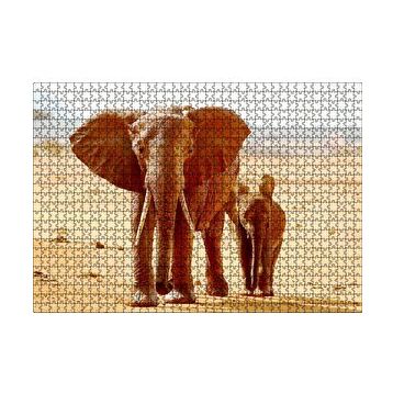 Cakapuzzle Afrika Savanada Anne Fil ve Yavrusu 120 Parça Ahşap Puzzle