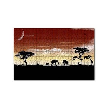 Cakapuzzle Afrika Yaban Hayatı Silüet Kompozisyon 120 Parça Ahşap Puzzle