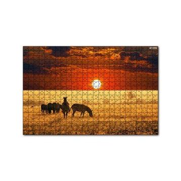Cakapuzzle Afrikada Gün Batımındaki Zebralar 120 Parça Ahşap Puzzle