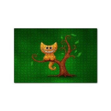 Cakapuzzle Ağaç Üzerinde Cheshire Kedisi Görseli 120 Parça Ahşap Puzzle