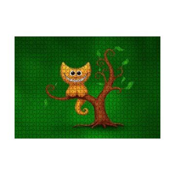 Cakapuzzle Ağaç Üzerinde Cheshire Kedisi Görseli 120 Parça Ahşap Puzzle