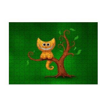 Cakapuzzle Ağaç Üzerinde Cheshire Kedisi Görseli 120 Parça Ahşap Puzzle