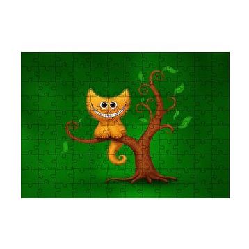 Cakapuzzle Ağaç Üzerinde Cheshire Kedisi Görseli 120 Parça Ahşap Puzzle