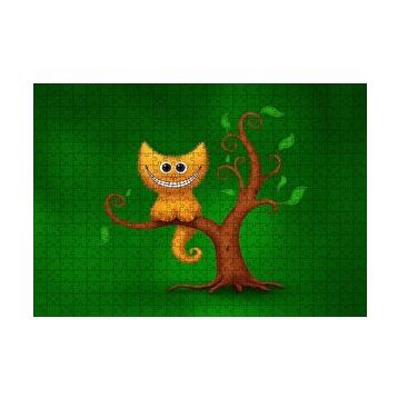 Cakapuzzle Ağaç Üzerinde Cheshire Kedisi Görseli 120 Parça Ahşap Puzzle