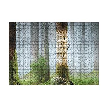 Cakapuzzle Ağaçkakan ve Antik Roma Sütun Benzetmesi 120 Parça Ahşap Puzzle