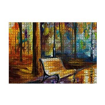 Cakapuzzle Ağaçlar Altındaki Boş Bank Yağlıboya 120 Parça Ahşap Puzzle