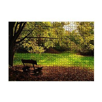 Cakapuzzle Ağaçlar ve Koyu Gölgedeki Ahşap Bank 120 Parça Ahşap Puzzle