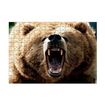 Cakapuzzle Agresif Boz Ayı Yakın Çekim 120 Parça Ahşap Puzzle