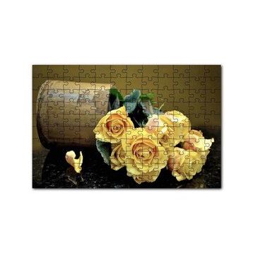 Cakapuzzle Ahşap Vazodan Dökülen Sarı Güller 120 Parça Ahşap Puzzle