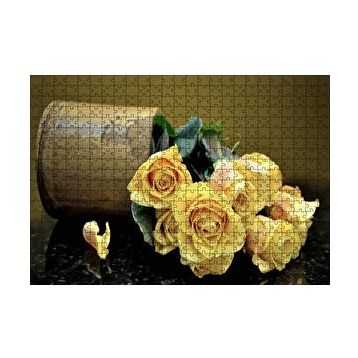 Cakapuzzle Ahşap Vazodan Dökülen Sarı Güller 120 Parça Ahşap Puzzle