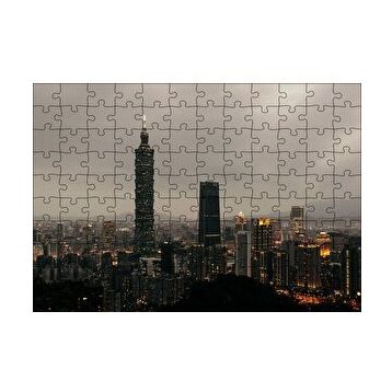 Cakapuzzle Akşamüzeri Şehir Işıkları ve Gökdelenler Mdf 120 Parça Puzzle