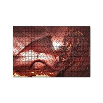 Cakapuzzle Alevler İçindeki Gemi ve Ejderha 120 Parça Ahşap Puzzle