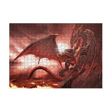 Cakapuzzle Alevler İçindeki Gemi ve Ejderha 120 Parça Ahşap Puzzle