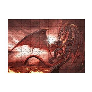 Cakapuzzle Alevler İçindeki Gemi ve Ejderha 120 Parça Ahşap Puzzle