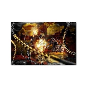 Cakapuzzle Alevler İçindeki Hayalet Sürücü ve Zinciri 120 Parça Ahşap Puzzle