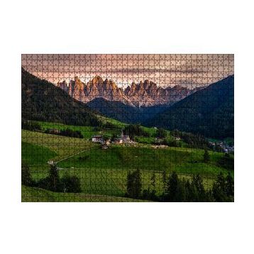 Cakapuzzle Alplerdeki Kasaba ve Çıplak Zirveler 120 Parça Ahşap Puzzle