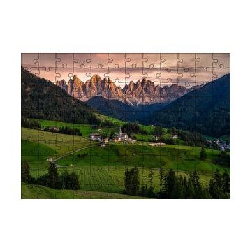 Cakapuzzle Alplerdeki Kasaba ve Çıplak Zirveler 120 Parça Ahşap Puzzle
