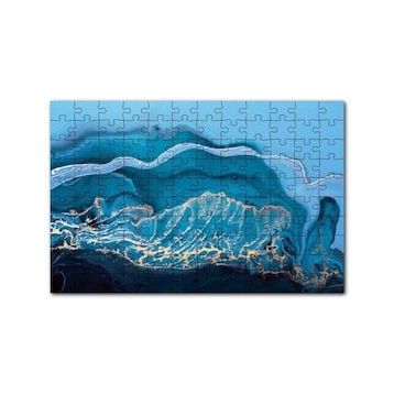Cakapuzzle Altın Damarlı Mavi Doku 120 Parça Ahşap Puzzle