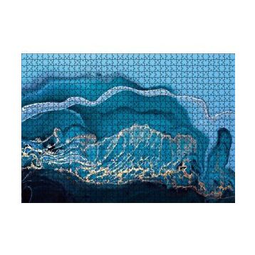 Cakapuzzle Altın Damarlı Mavi Doku 120 Parça Ahşap Puzzle