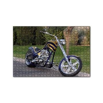 Cakapuzzle Altın ve Lacivert Chopper Motorsiklet 120 Parça Ahşap Puzzle