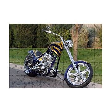 Cakapuzzle Altın ve Lacivert Chopper Motorsiklet 120 Parça Ahşap Puzzle