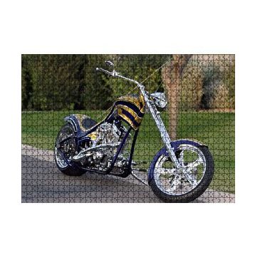 Cakapuzzle Altın ve Lacivert Chopper Motorsiklet 120 Parça Ahşap Puzzle