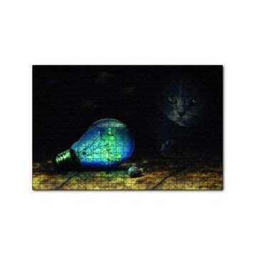 Cakapuzzle Ampul Balıklar Kedi Mavi Salyangoz 120 Parça Ahşap Puzzle