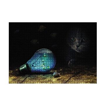 Cakapuzzle Ampul Balıklar Kedi Mavi Salyangoz 120 Parça Ahşap Puzzle