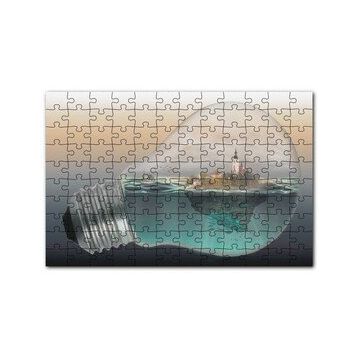 Cakapuzzle Ampul İçinde Okyanus ve Ada İllüstrasyonu 120 Parça Ahşap Puzzle