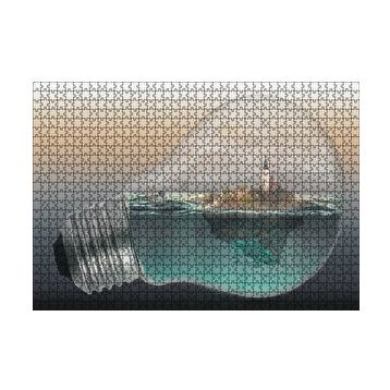 Cakapuzzle Ampul İçinde Okyanus ve Ada İllüstrasyonu 120 Parça Ahşap Puzzle
