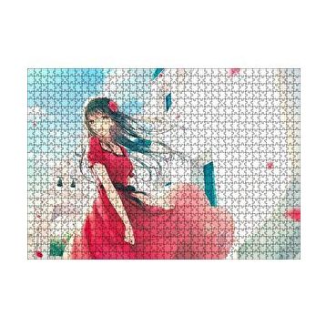 Cakapuzzle Animasyon Filmi Kırmızılı Çiçekli Kız 120 Parça Ahşap Puzzle
