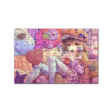 Cakapuzzle Anime Karakteri Şapkalı Kız ve Oyuncakları 120 Parça Ahşap Puzzle