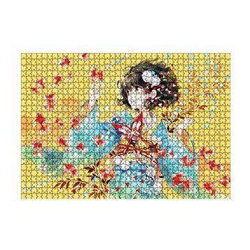 Cakapuzzle Anime Kimonolu Kız ve Japon Balıkları 120 Parça Ahşap Puzzle
