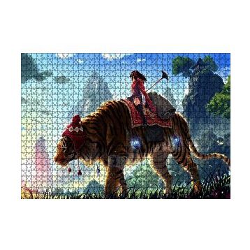 Cakapuzzle Anime Kız ve Dev Kaplan 120 Parça Ahşap Puzzle