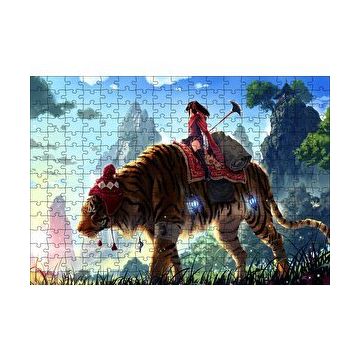 Cakapuzzle Anime Kız ve Dev Kaplan 120 Parça Ahşap Puzzle