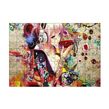 Cakapuzzle Anime Kulaklıklı Genç Kız Çay İçiyor 120 Parça Ahşap Puzzle