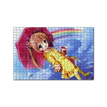 Cakapuzzle Anime Şemsiyeli Küçük Kız ve Gökkuşağı 120 Parça Ahşap Puzzle