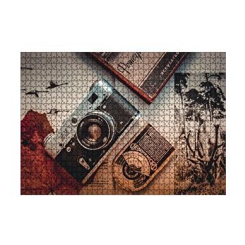 Cakapuzzle Antika Fotoğraf Makinesi ve Fotoğraflar 120 Parça Ahşap Puzzle
