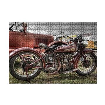 Cakapuzzle Antika Motosiklet Ve Araba Görseli 120 Parça Ahşap Puzzle