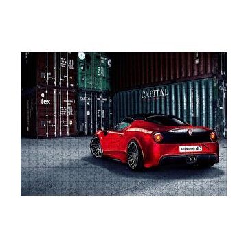 Cakapuzzle Arkadan Görünüş Alfa Romeo 4C ve Konteynerler 120 Parça Ahşap Puzzle