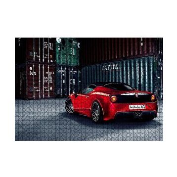 Cakapuzzle Arkadan Görünüş Alfa Romeo 4C ve Konteynerler 120 Parça Ahşap Puzzle