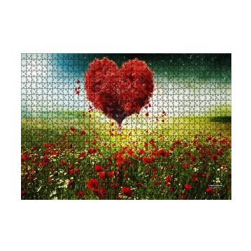Cakapuzzle Aşk Kalp Ağaç Çiçekler İlkbahar 120 Parça Ahşap Puzzle