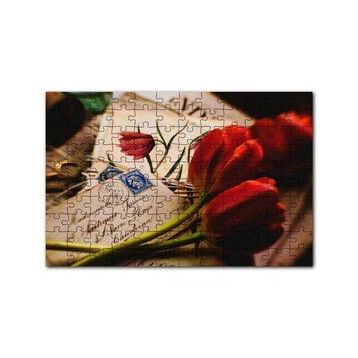 Cakapuzzle Aşk Mektupları ve Kırmızı Laleler 120 Parça Ahşap Puzzle