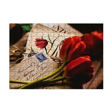 Cakapuzzle Aşk Mektupları ve Kırmızı Laleler 120 Parça Ahşap Puzzle