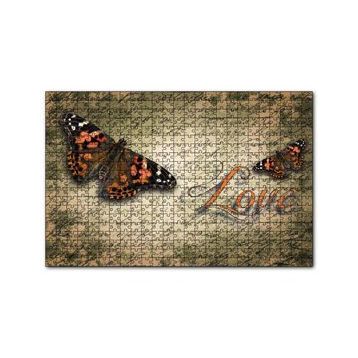Cakapuzzle Aşk Yazılı Kelebekler 120 Parça Ahşap Puzzle